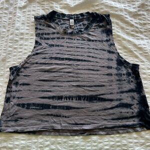 Zella Black and Gray Tie-Dye Tank Top